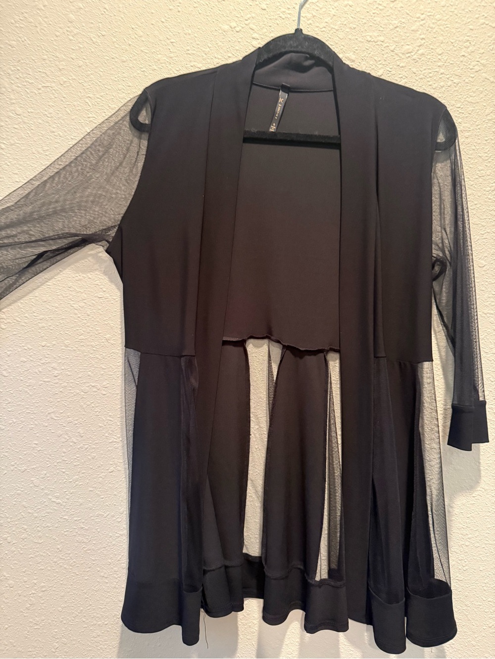 Black Sheer Panel Open-Front Wrap